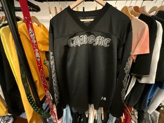 Chrome Hearts Stadium Mesh Long Sleeve Jersey Black Gothic Logo V-Neck Shirt Size XL