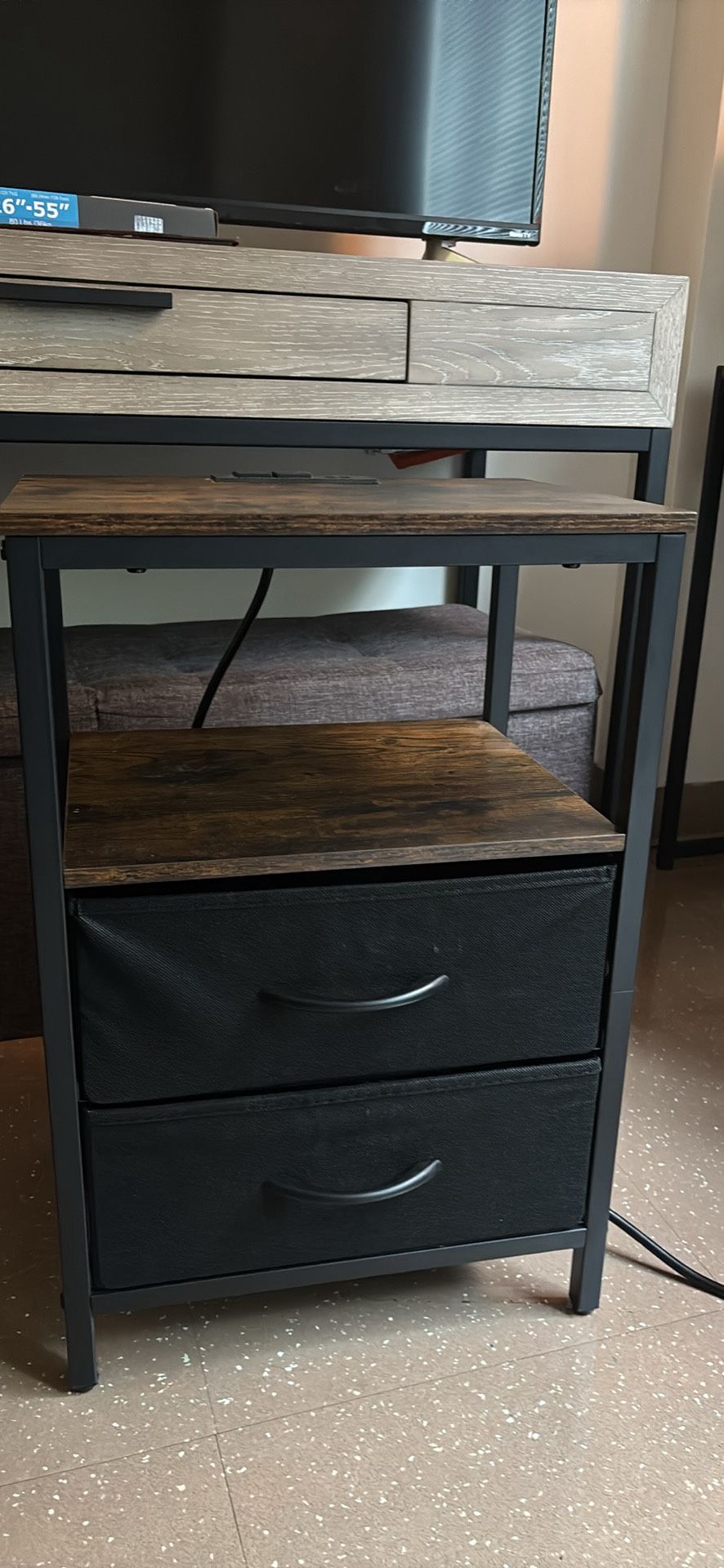 $35 OBO Side Table With Plugs And Drawers