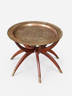 Vintage Hollywood Regency Style Brass Tray-Top Folding Side Table, c.1970's - Delivery Available