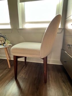 New Athena Linen Upholstered Dining Chair with Solid Wood Legs – Only 1 Left! Retail $130+
