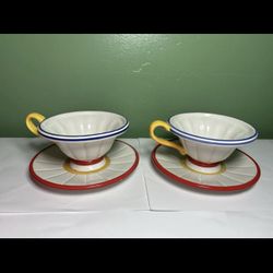 Vintage Dept 56 Life is Just a Bowl of Cherries Teacup And Saucer 2 Set Read