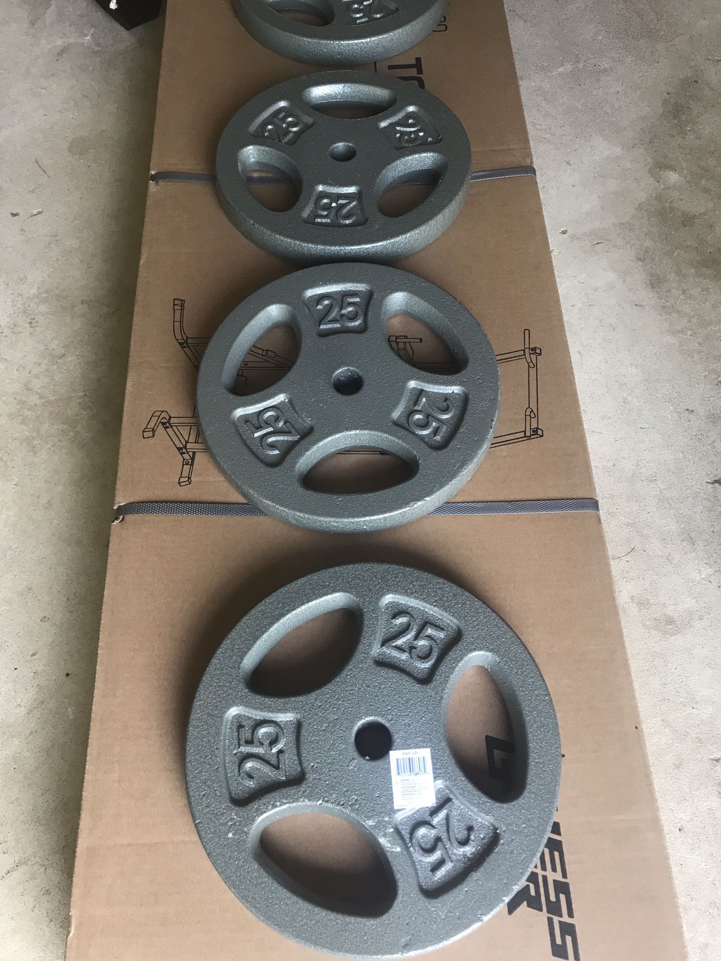 7 piece of weights plates 25 Lbs. 1 inch