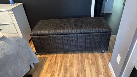 Woven Wicker Storage Bench
