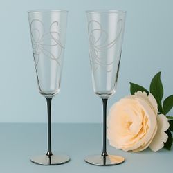 Lenox Kate Spade Belle Boulevard Silver Plate Flute Pair NIB, 2.5x10”