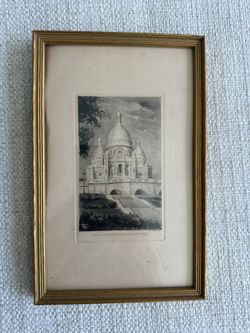 Vintage Paris Print – La Basilique du Sacré-Cœur – 9x5.5 Framed