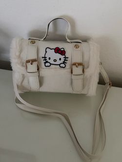 Hello Kitty White Faux Fur Mini Crossbody Bag