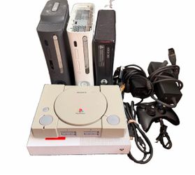 Lot Of Retro Game Consoles Xboxs' And Playstation 1