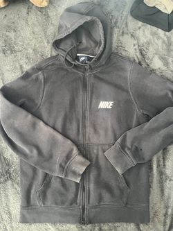 Vintage Black Nike Club Full Zip Hoodie Sweatshirt, Mens, Size Medium