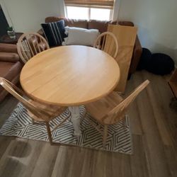Pine Table W/leaf And 6 Chairs