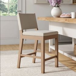 NATHAN JAMES "Linus" Modern Bar Stool -24" Counter/Seat Height - Light Brown (Brand New)