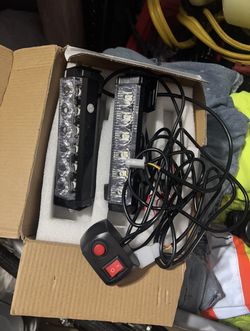 Blue and red emergency strobe lights