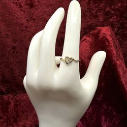 10K Yellow Gold Open Heart Diamond Ring