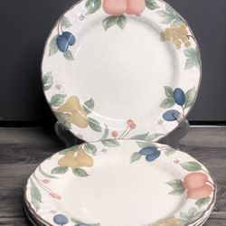 4 Mikasa Country Classic Fruit Panorama Dinner Plates 11”