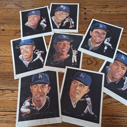 Vintage 1960's Dodgers legends portraits by Nicolas volpe 8"1/2×11" $15ea.