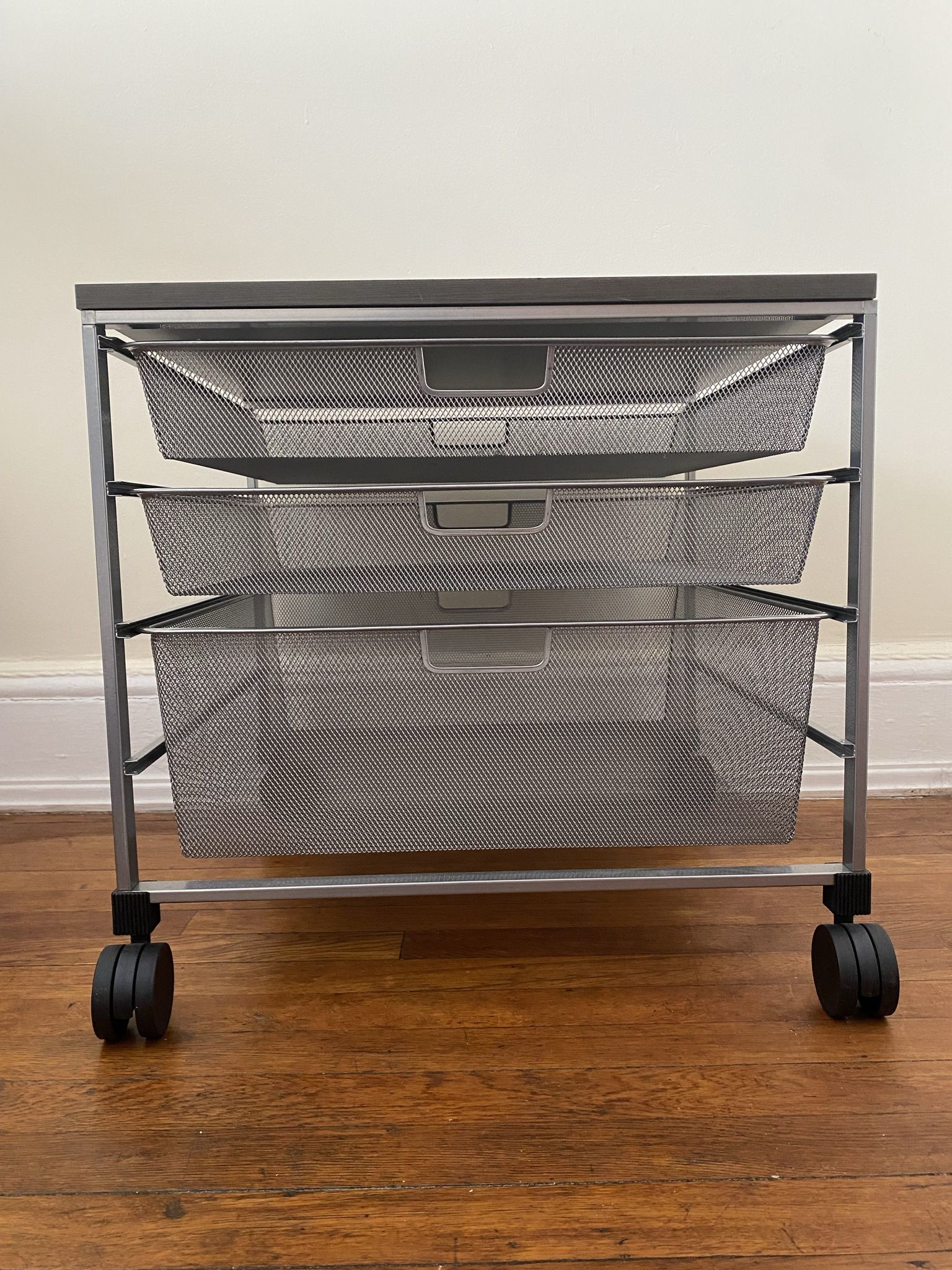 Elfa Mesh Rolling Cart With Drawers