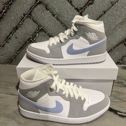 2021 Air Jordan 1 Mid 'Wolf Grey Aluminum'
