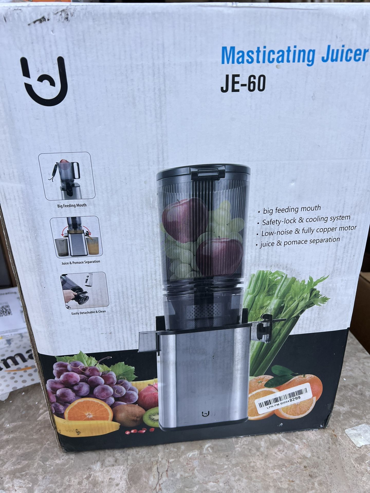 Masticating Juicer Machines, Inch Feeding Chute Supports Whole