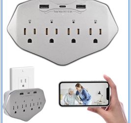 1080P HD Wireless Wall Outlet Charger Security Camera with 45W Fast Charging Station USB-C & USB-A, Home Security Camera for Baby and Pet WiFi Enabled
