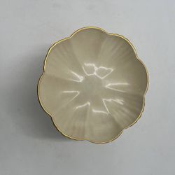 Vintage Lenox Ivory Porcelain Scalloped Candy Dish Gold Trim Made in USA