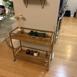 Gold & wood bar cart