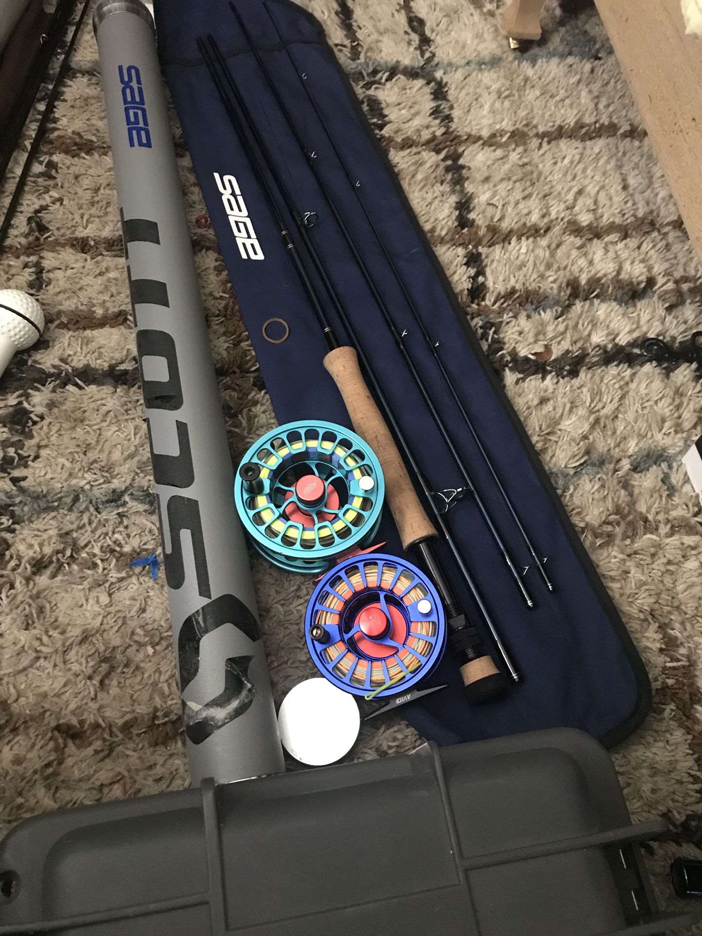 9 weight 9 foot sage fly rod with both reels ones a Allen actually both Allen’s brand