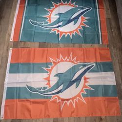 Used Miami Dolphins Flag Size 3ftx5ft