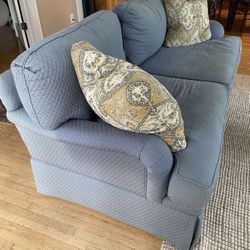 Custom Upholstered Sofa + 2 Matching Armchairs w/  Ottoman — Beautiful Classic Set! 