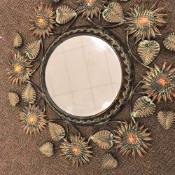 Metal floral frame mirror