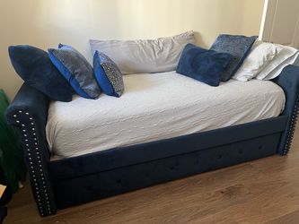 Navy Blue Suede Daybed