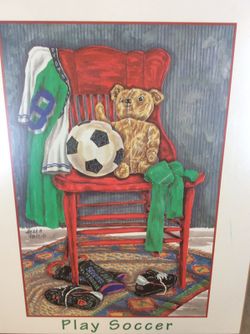 Play soccer hanging wall picture