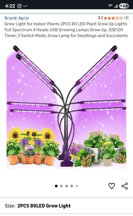 USB Full Spectrum 4 Heads 3 Modes Grow Lights