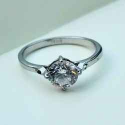 Size 7 Cubic Zirconia Stainless Steel Ring