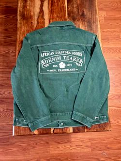 Denim Tears x Levi's Type-2 Long-Sleeve Green Denim Jacket. Size Large