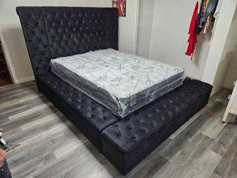 Black color King And Queen Storage bed frame