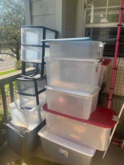 Great moving deal get all 9 storage bins w lids and 2 storage drawers