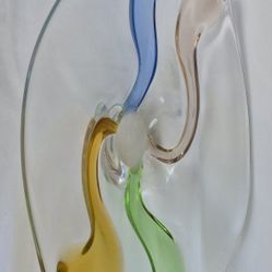 Art Glass Centerpiece Bowl Czech Bohemian Art Measuring 18" Inches 