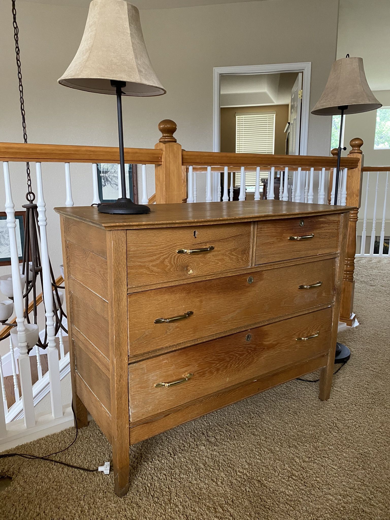 Antique 5 Drawer Oak Dresser