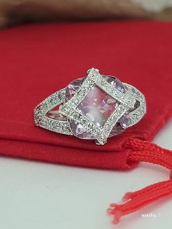 ❤️14k Size 4.75 Fancy Solid White Gold Pink Ice and Diamonds Ring!/ Anillo de Oro Blanco con Pink Ice y Diamantes! 👌🎁Post Tags: Anillo de Oro