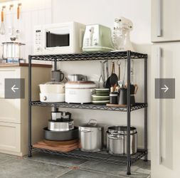 Reibii 3-Shlef Metal Shelves, Adjustable Steel Wire Shelving Units, Storage Rack For Kitchen Pantry Closet Dorm