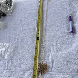 Gold Heart Filigree Lanyard Necklace Pendant