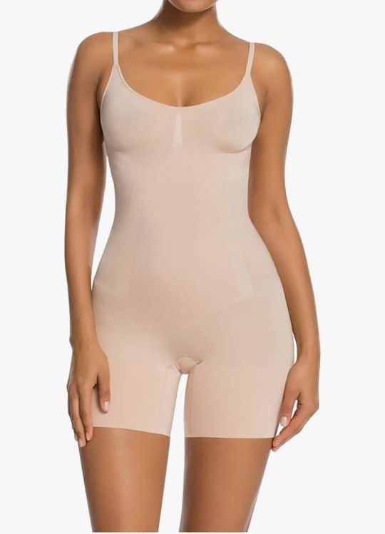 SHAPERX Shapewear for Women Tummy Control Open Bust Thigh Slimmer Body Shaper~MEDIUM~Beige~in Package