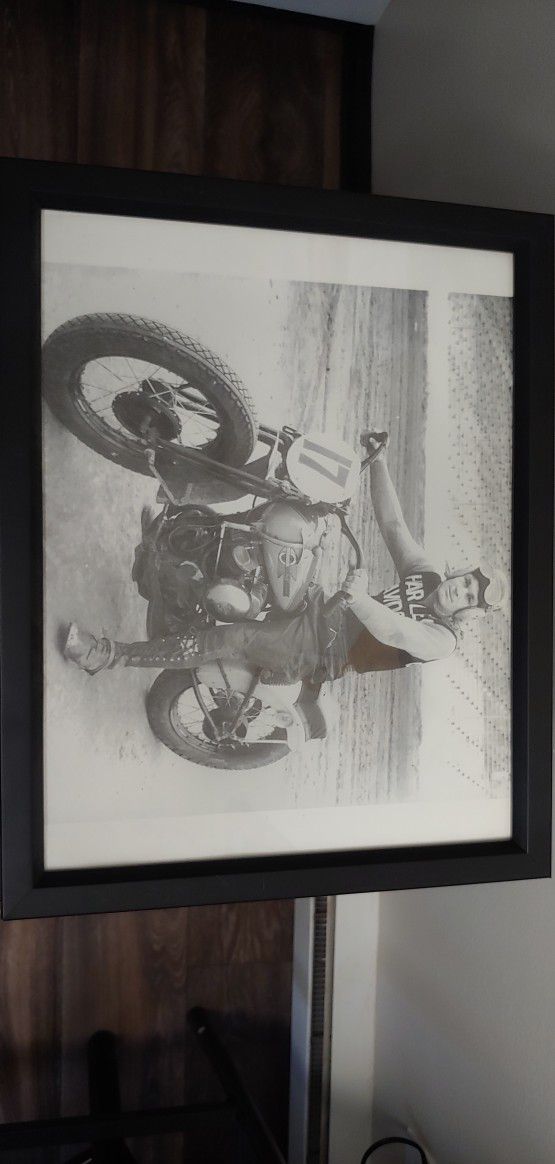 6 Vintage Motorcycle Framed Pictures 