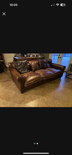 RH Restoration Hardware Luxe Leather Sofa Couch