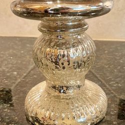 Mercury Glass Pillar Candle Holder 