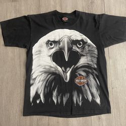 Vintage 1993 Harley Davidson AOP Bald Eagle Shirt Mens Size Large Made In The USA