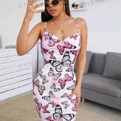 Butterfly Bodycon Dress LARGE (8/10)