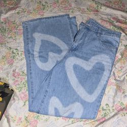 Baggy Jeans With Hearts 