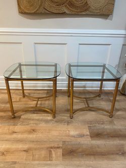 Pair of Tempered Glass End Tables ~ Side Tables