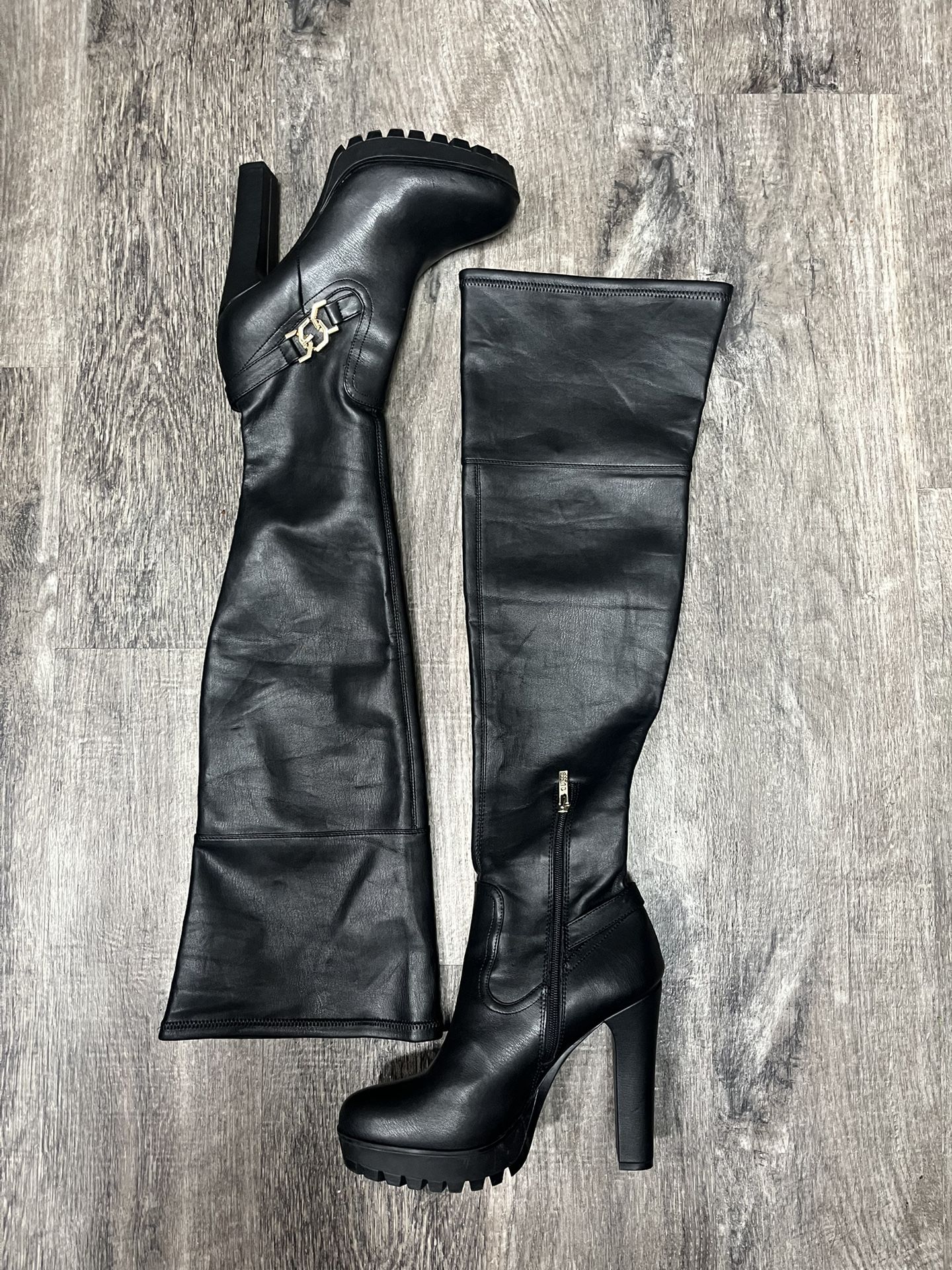 Guess Black Thigh High Heels