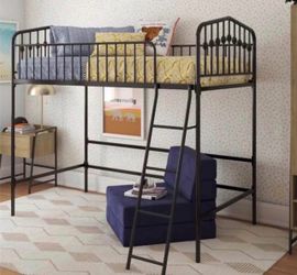 Metal Twin Lof t Be d, Black